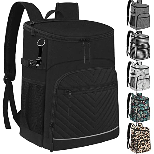 Cooler Backpack Insulated Leakproof Waterproof Backpack Cooler Bag 30 Cans, Large Capacity Lightweight Travel Camping Beach Backpack Cooler Ice Chest for Men and Women, Black