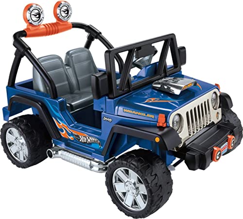Power Wheels Hot Wheels Jeep Wrangler Ride-On Battery Powered Vehicle with Music Sounds & Storage for Preschool Kids Ages 3+ Years