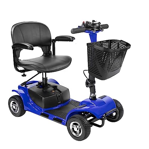 Compact Heavy Duty Mobile - Electric Powered Wheelchair Device - 4 Wheel Mobility Scooter (Blue)
