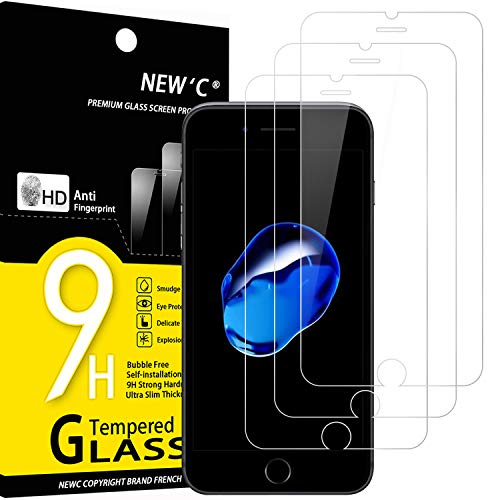 NEW'C [3 Pack Designed for iPhone 7 Plus and iPhone 8 Plus (5.5') Screen Protector Tempered Glass, Case Friendly Anti Scratch Bubble Free Ultra Resistant