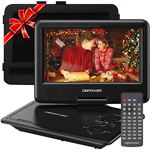 DBPOWER 11.5' Portable DVD Player, 5-Hour Built-in Rechargeable Battery, 9' Swivel Screen, Support CD/DVD/SD Card/USB, Remote Control, 1.8 Meter Car Charger, Power Adaptor and Car Headrest (Black)