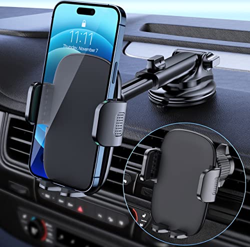 Car Phone Holder Mount Phone Mount for Car Windshield Dashboard Air Vent Universal Hands Free Automobile Cell Phone Holder Fit for iPhone