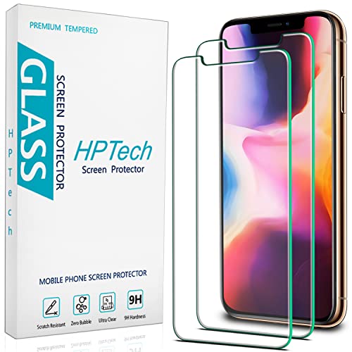 HPTech (2 Pack) Screen Protector for iPhone 11 Pro, iPhone XS and iPhone X (5.8-inch) Tempered Glass, Anti Scratch, Bubble Free, Case Friendly