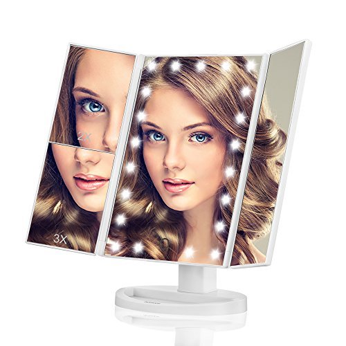 butyface Makeup Mirror, Vanity Mirror with Lights, Touch Screen 21 LED Lighted Makeup Mirror with 1X/2X/3X and Removable 10X Magnification