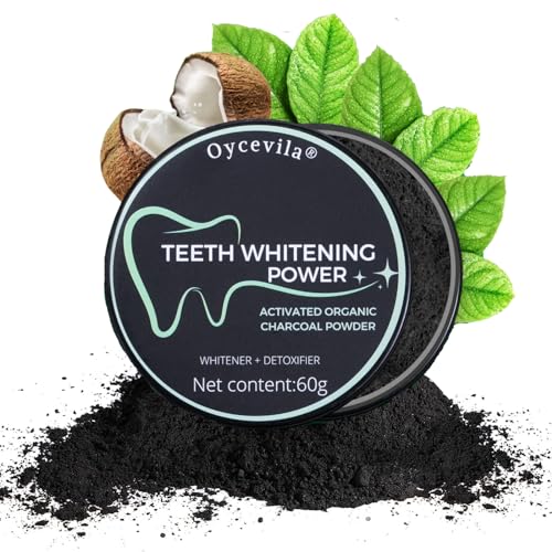 60g Charcoal Powder for Teeth Whitening, 100% Organic Activated Charcoal Teeth Whitening Powder, Teeth Whitening Charcoal Powder for Bright White Removing Stains, Bad Breath and Descaling