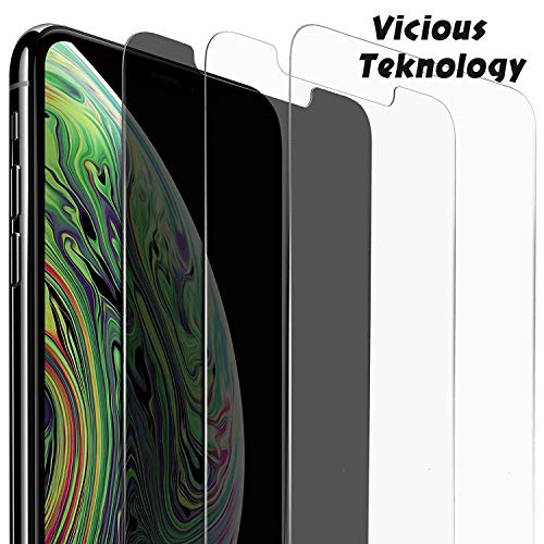 ALLEASA 3D Full Coverage Film HD Clear 9H Surface Hardness Tempered Glass Screen Protector, Anti - Scratch for iPhone X/iPhone 10 - Black - 2 Piece