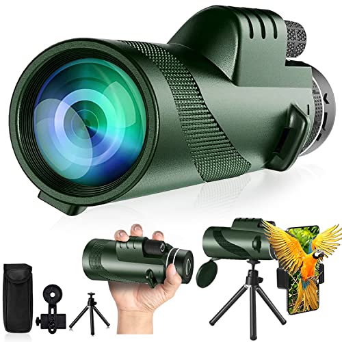 80x100 Monocular-Telescope High Powered Monocular for Adults Low Night Vision Monocular for Smartphone Adapter Monocular Telescope Hunting Wildlife Bird Watching Travel Camping Hiking
