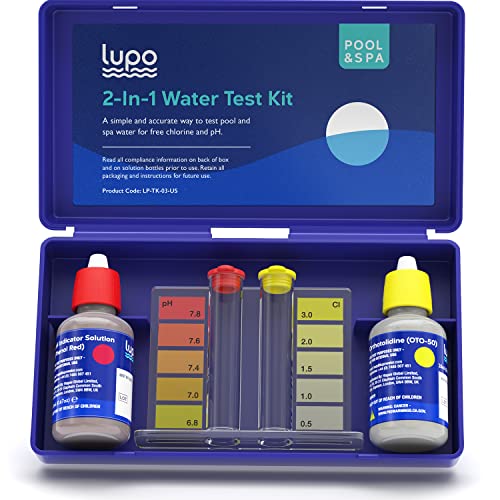 Lupo 2-in-1 Water Test Kit for Swimming Pools & Spas | Water Chemical Test Kit for pH and Free Chlorine
