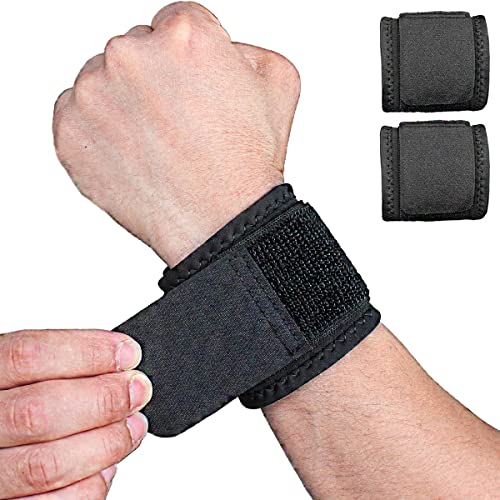 2 Pack Wrist Brace Adjustable Wrist Support Wrist Straps for Fitness Weightlifting, Tendonitis, Carpal Tunnel Arthritis, Wrist Wraps Wrist Pain Relief Highly Elastic (Black)