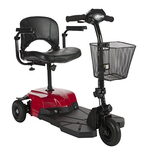 Drive Medical Bobcat X3 Compact Transportable Power Mobility Scooter, 3 Wheel, Red