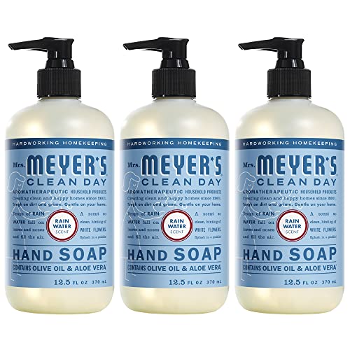 Mrs. Meyer's Clean Day's Hand Soap, Made with Essential Oils, Biodegradable Formula, Rain Water, 12.5 fl. oz - Pack of 3