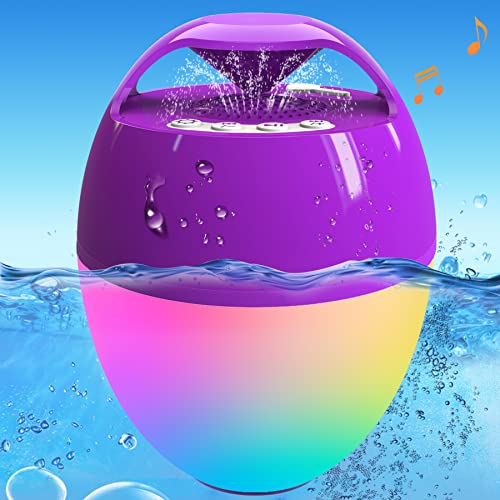 LanSuper Bluetooth Speakers with Colorful Lights,Pool Speaker IP68 Waterproof Floating Speaker for Pool,Built-in Mic,Crystal Clear Sound Speakers Bluetooth Wireless 85ft Range Hot Tub Speakers