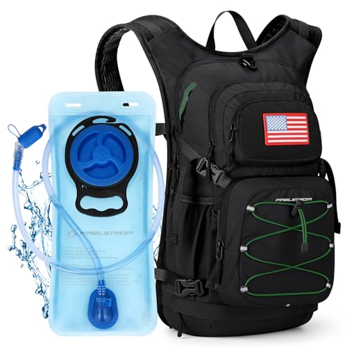 Maelstrom Hydration Backpack, Hiking Backpack with 2L Water Bladder, High Flow Bite Valve Water Backpack Men Women Lightweight Insulation for Hiking, Cycling, Running, Climbing, Camping