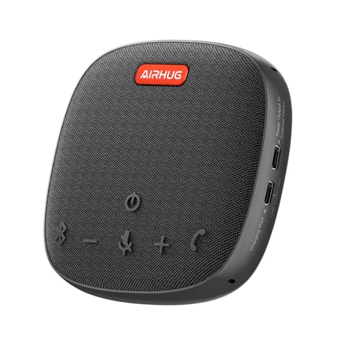 AIRHUG Bluetooth Speakerphone,Conference Speaker with Microphone,360°Voice Pickup,Advanced Noise Reduction,USB-C Plug & Play,Compatible with Zoom,MS Team