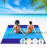 BYDOLL Beach Blanket 78''×81'' 4-7 Adults Oversized Lightweight Waterproof Sandproof Beach Blanket Large Picnic Mat Beach Blanket for Beach Travel Camping Hiking Picnic(78' X 81', Blue-Mixed)