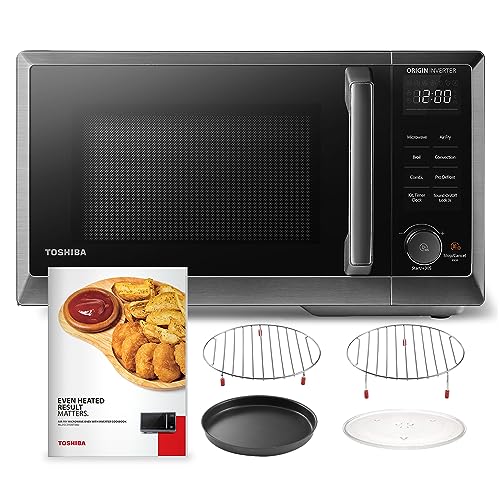 TOSHIBA 6-in-1 Air Fryer Microwave Oven Combo ORIGIN INVERTER Ultra-Quiet Countertop Microwave, Even Defrost Convection, Speedy Combi, Broil 11.3'' Turntable Mute Function, 27 Auto Menu