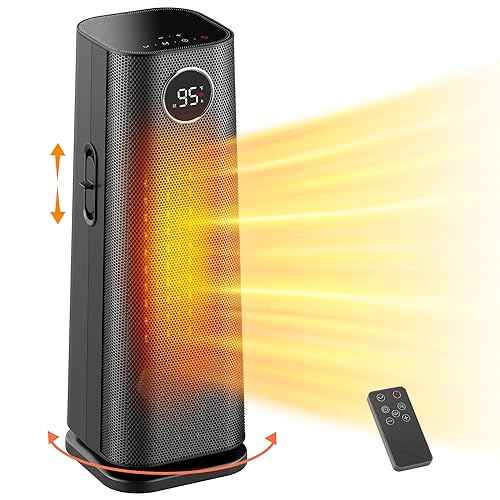 Wind Talk Space Heater for Indoor Use, 1500W Fast Electric Portable Ceramic Heaters with Thermostat, 4 Modes, 24H Timer, 70°Oscillating Room Heater with Remote for Office Bedroom Use, 2023 Upgraded