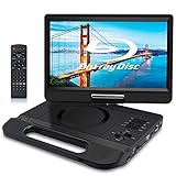 FANGOR 12.5' 1080P Portable Blu-Ray Player with 10.5' HD Swivel Screen, HDMI Out & AV in, Multi Media Player, 5 Hours Rechargeable Battery, Supports USB/SD Card, Last Memory, Region Free