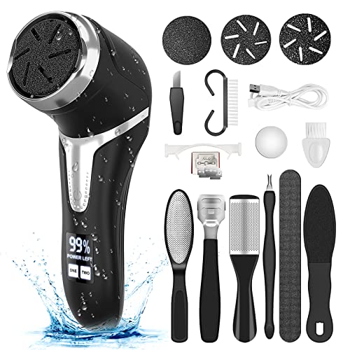 Electric Callus Remover for Feet with Vacuum, Professional Pedicure Tools Kit, Rechargeable Waterproof Foot File for Foot Care Deadskin Remover with 3Heads&2Speed,LCD Display