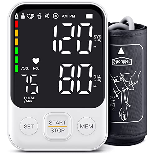 Blood Pressure Monitor Accurate Upper Arm Automatic Digital BP Machine for Home Use with Adjustable Cuff, Large Backlit Display, 240 Sets Memory