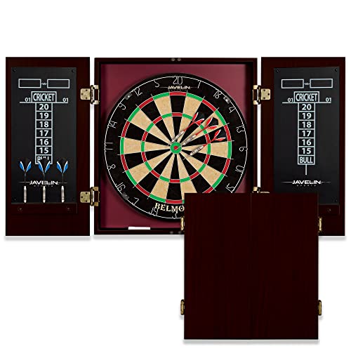 EastPoint Sports Belmont Official Size Dart Board Cabinet Set - Easy-Assembly & Complete with 6 Deluxe Steel Tip Darts and Accessories - Premium Darts Set with Scoreboard for Bar Games & Indoor Games