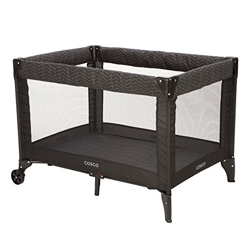Cosco Funsport Compact Portable Playard, Lightweight, Easy Set up, Foldable Baby Playpen with Carry Bag, Black Arrows
