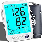 Blood Pressure Monitor Upper Arm Large LED Backlit Screen 1000 Sets Memory Automatic Digital BP Machine with Adjustable BP Cuff
