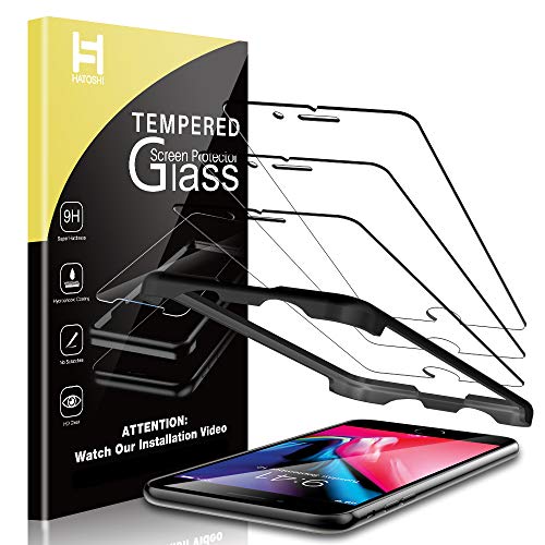 HATOSHI 3 Pack Screen Protector Compatible with iPhone 7, iPhone 8 Tempered Glass Film- Alignment Frame Case Friendly HD Clarity Bubble Free 9H Glass Screen Protector for iPhone 8/7