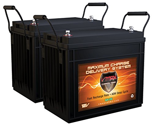 Qty 2 VMAX SLR155 Vmaxtanks AGM Deep Cycle Batteries 12V 155Ah Each SLA Rechargeable Battery for use with Pv Solar Panels Smart Chargers Wind Turbine and Inverters