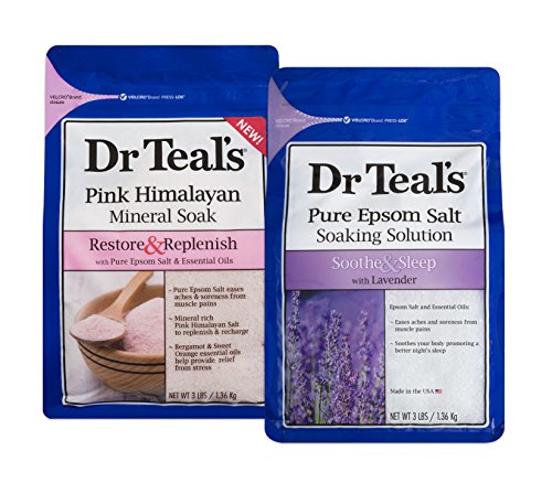 Dr Teal's Epsom Salt Soaking Solution, Lavender and Pink Himalayan, 3 Pound (Pack of 2)