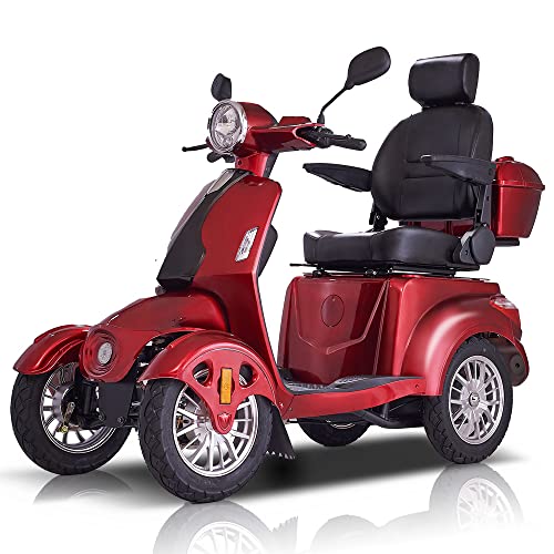Heavy Duty 4 Wheel Mobility Scooters for Seniors & Adults 500lbs Capacity - Electric Powered Chair - 800W All Terrain Fast Mobility Scooter for Travel w/Long Range Battery Remote Key