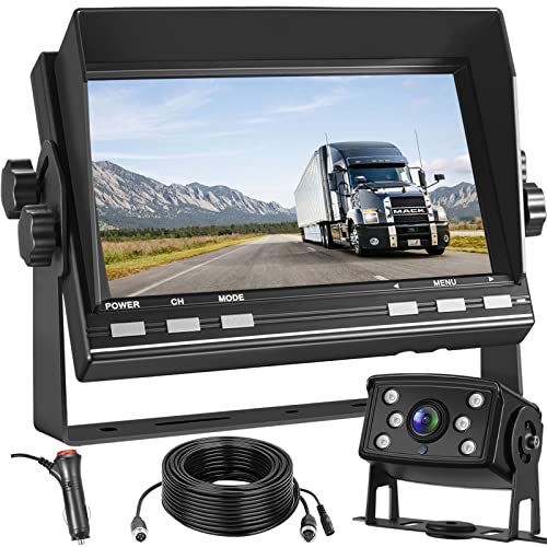 RV Backup Camera AHD 1080P, 7 Inch Vehicle Back Up Camera Systems with IP69 Waterproof Rear View Camera IR Night Vision, Wire Reserve Camera for Car/Trucks/RV/Trailer/Camper/Van