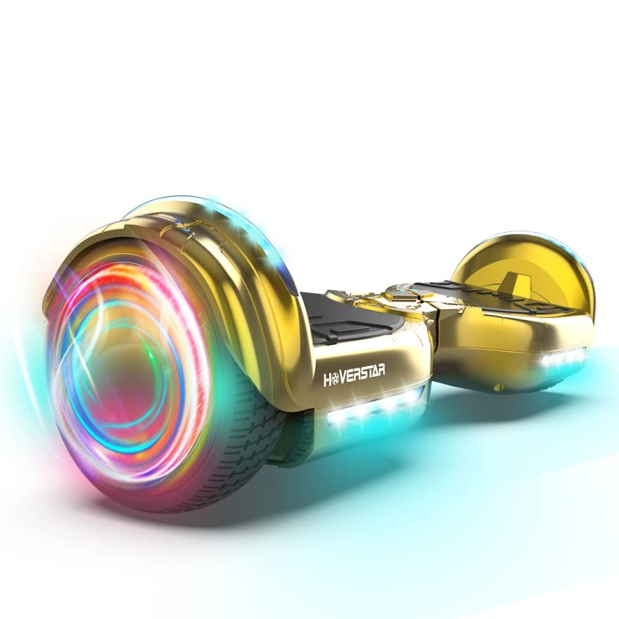 Newest Bluetooth Hoverboard, LED Wheels Chrome Color Self Balance Scooter for Kids, Teenager (Chrome Gold)