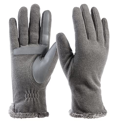isotoner Womens Stretch Fleece Touchscreen Texting Cold Weather Gloves with Warm, Soft Lining, Smartdri Heather Grey, One Size