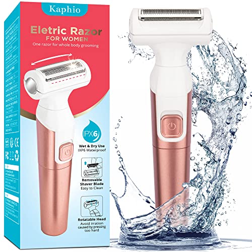 Kaphio Electric Razors for Women, Shaver for Women for Arm, Leg, Armpit & BikiniI Area, IPX6 Wet and Dry Use Bikini Razor, 1 AA Battery Included-Rose Pink