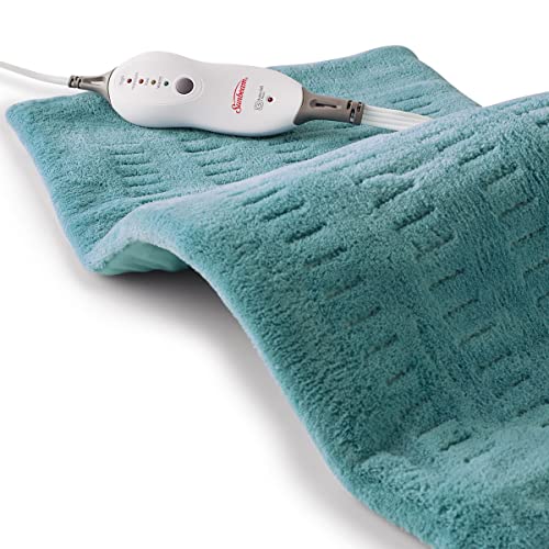 Sunbeam Heating Pad for Back, Neck, and Shoulder Pain Relief with Auto Shut Off, Extra Large 12 x 24', Teal