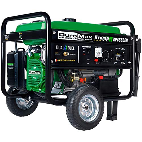 DuroMax XP4850EH Generator-4850 Watt Gas or Propane Powered-Electric Start-Camping & RV Ready, 50 State Approved Dual Fuel Portable Generator, Green
