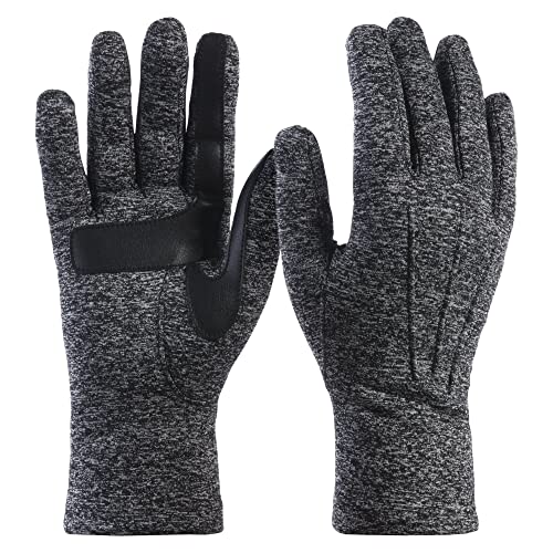 isotoner womens Womenâ€™s Spandex Cold Weather Stretch With Warm Fleece Lining Gloves, Black Heather, One Size US