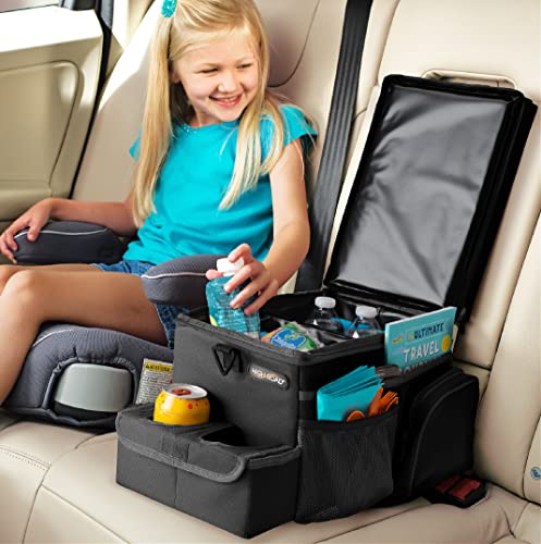 High Road CarHop Car Seat Organizer for Kids and Adults with Cup Holder Tray, Side Pockets and Cooler Compartment (Medium, Black)