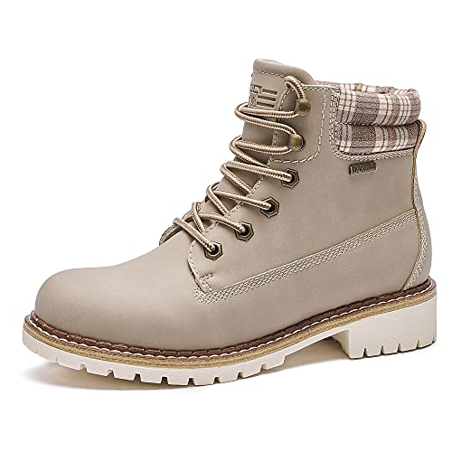 Kkyc Womens Boots Waterproof Hiking Boots Anti-Slip Ankle Boots Lace-up Casual Boots 8 M (Desert Taupe)