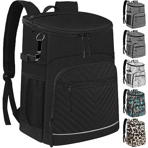 Cooler Backpack Insulated Leakproof Waterproof Backpack Cooler Bag 30 Cans, Large Capacity Lightweight Travel Camping Beach Backpack Cooler Ice Chest for Men and Women, Black