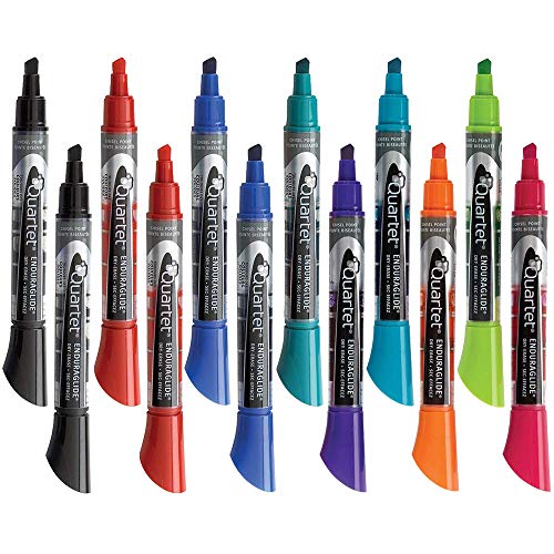 Quartet Dry Erase Markers, Whiteboard Markers, Chisel Tip, Bold Color, EnduraGlide, White Board Dry Erase Pens, Assorted Colors, 12 Pack (5001-20MA)