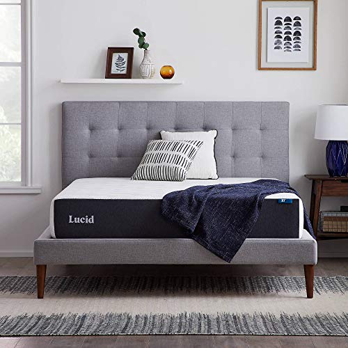 Lucid 10 Inch Memory Foam Plush – Gel Infusion- Hypoallergenic Bamboo Charcoal- Twin Size Mattress,White