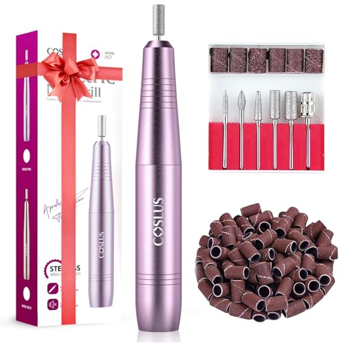 Electric Nail Drill File Professional: for Acrylic Gel Dip Powder Nails Portable Nail Drill Machine Kit Manicure Pedicure Tools Polishing Set with Nail Drill Bits Sanding Bands