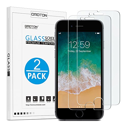 OMOTON 9H Hardness HD Tempered Glass Screen Protector for Apple iPhone 8 Plus / iPhone 7 Plus, 2 Pack