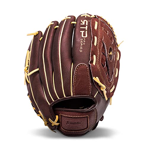 Franklin Sports Baseball Gloves - RTP Pro Adult + Kids Baseball Mitt - Mens + Kids Outfield Fielders Glove - Brown Pigskin Leather - 12.5'