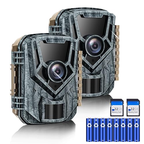 Punvoe 2 Pack 36MP 2.7K Trail Camera Game Camera Motion Activated Trail Cam Deer Camera with 120°Wide-Angle Motion Latest Sensor Night Vision 2.0”LCD Screen Waterproof