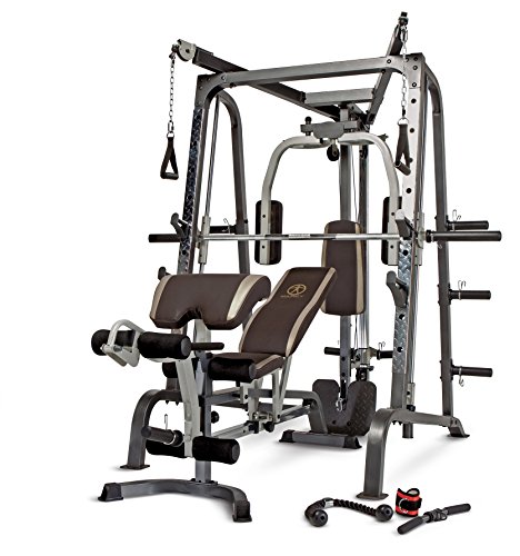 Marcy Smith Cage Workout Machine, Full Body Workout Bench for Home Gym, Gym Equipment with Linear Bearing, Steel MD-9010G (MD-9010)