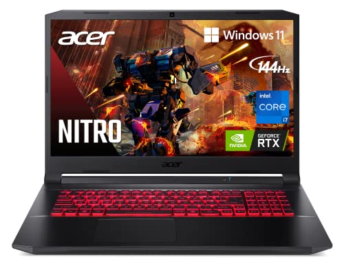 Acer Nitro 5 AN517-54-79L1 Gaming Laptop | Intel Core i7-11800H | NVIDIA GeForce RTX 3050Ti Laptop GPU | 17.3' FHD 144Hz IPS Display | 16GB DDR4 | 1TB NVMe SSD | Killer Wi-Fi 6 | Backlit KB | Win 11