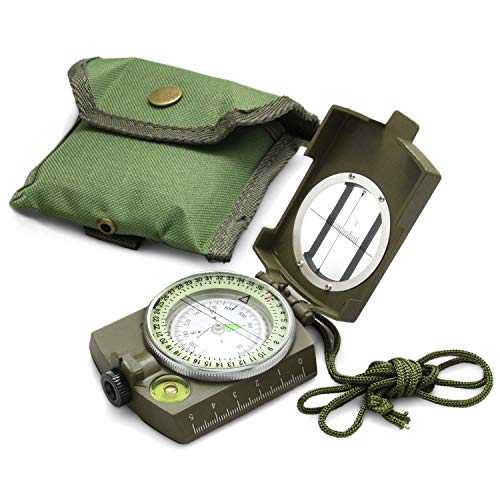 Eyeskey Tactical Survival Compass with Lanyard & Pouch | Waterproof & Impact Resistant | Lensatic Sighting Compass for Hiking (Camouflage)